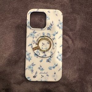 MagSafe Blue & White Floral iPhone 14 Pro Max Phone Case